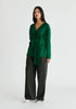 Wrap Side Tie Knit Jumper in Green Front