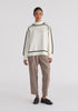 Contrast Stripe Piping Mock Neck Jumper in White and Black