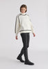 Contrast Stripe Piping Mock Neck Jumper in White and Black