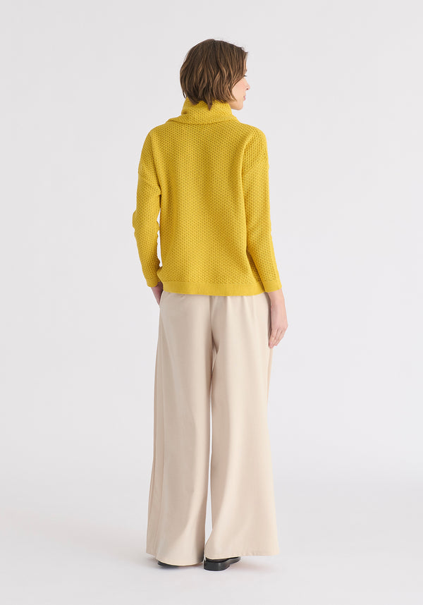 Cowl Neck Jumper in Yellow Back