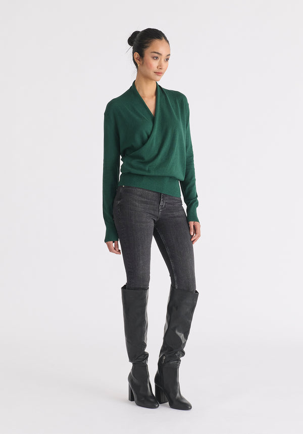 Long Sleeve Knitted Wrap Top Side