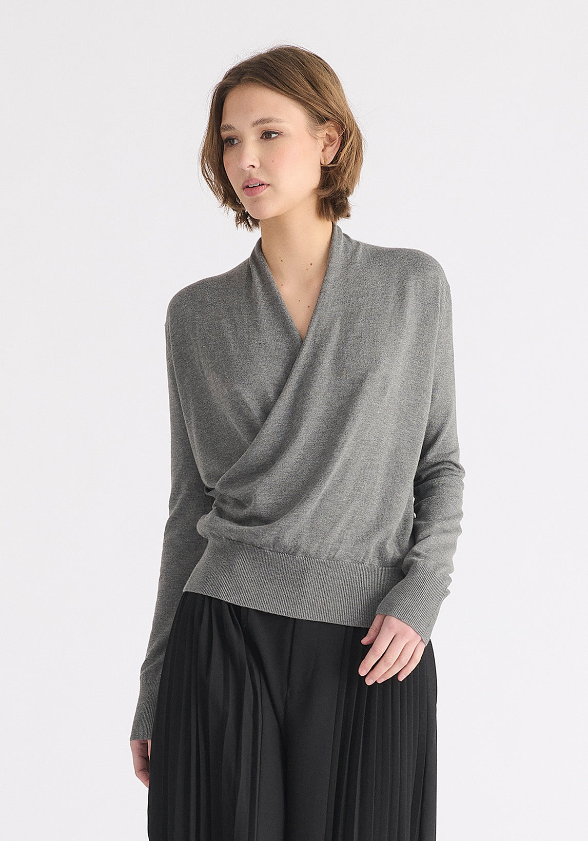 Long Sleeve Knitted Wrap Top