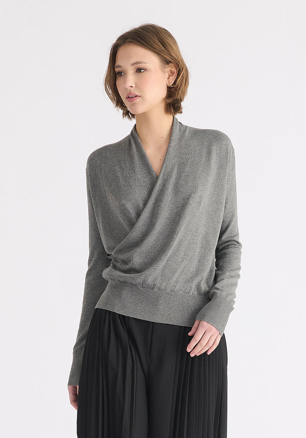 Long Sleeve Knitted Wrap Top
