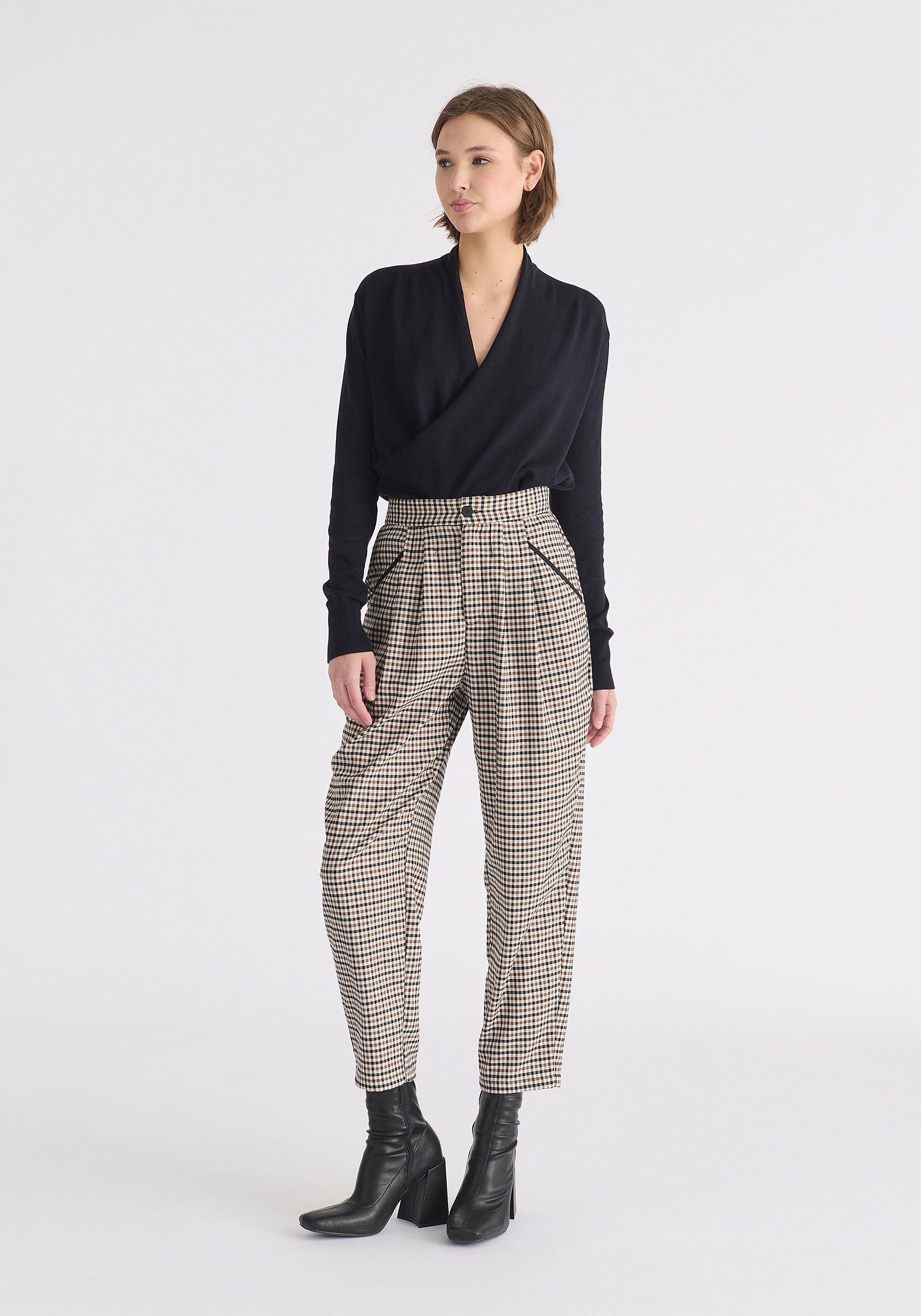 Long Sleeve Knitted Wrap Top Front