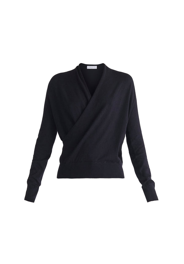 Long Sleeve Knitted Wrap Top Cut Out