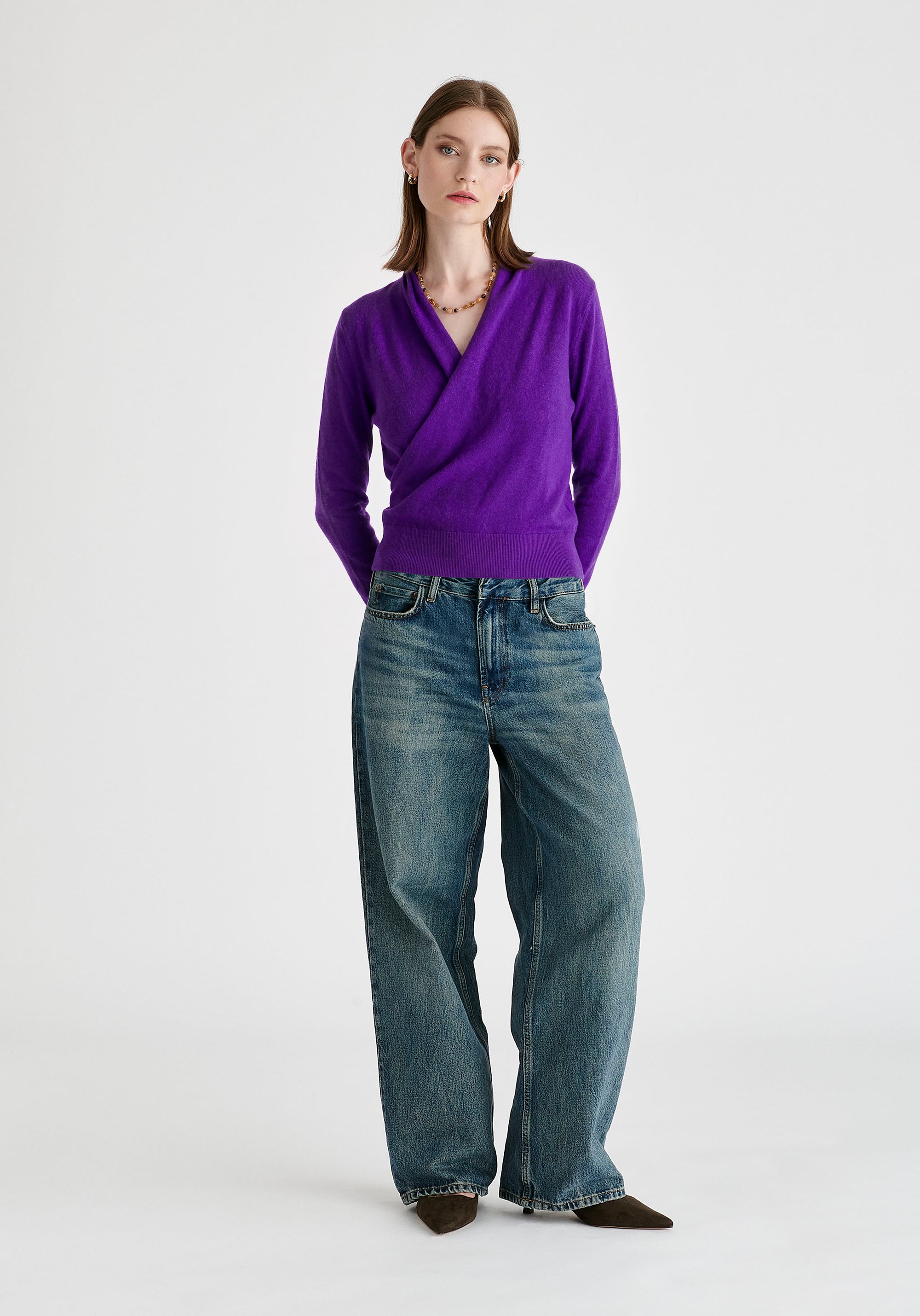 Long Sleeve Knitted Wrap Top
