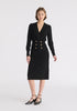 Long Sleeve Knitted Button Wrap Dress Front