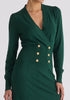 Long Sleeve Knitted Button Wrap Dress Close Up
