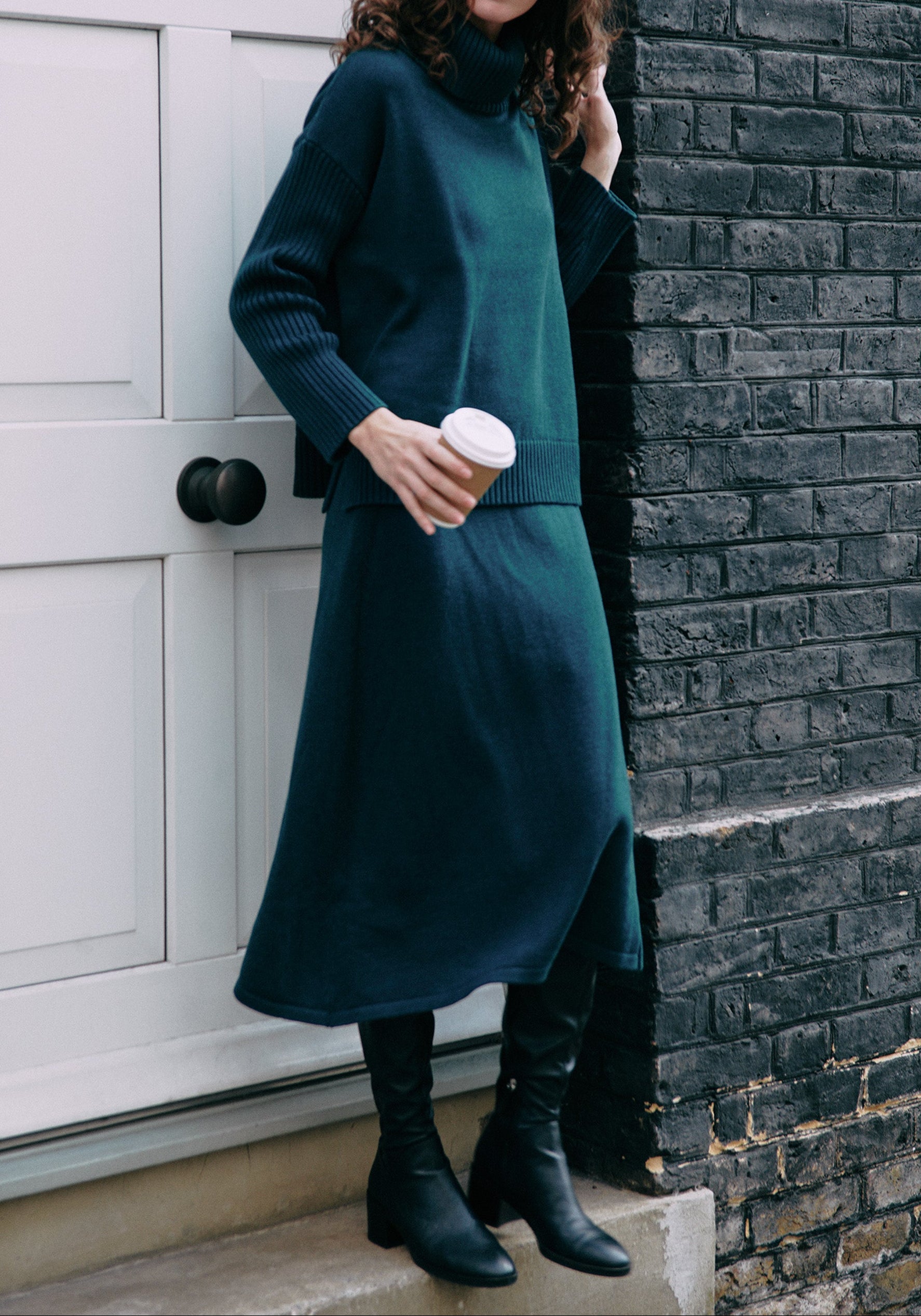 Polo Neck Jumper with Ribbed Details