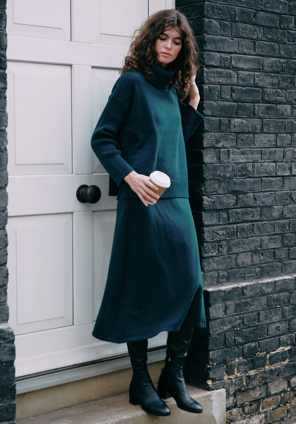 Polo Neck Jumper with Ribbed Details