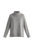 Polo Neck Jumper with Ribbed Details in Grey Cut Out