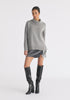 Polo Neck Jumper with Ribbed Details in Grey