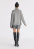Polo Neck Jumper with Ribbed Details in Grey Back