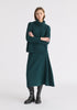 Knitted A-Line Midi Skirt with Ribbed Details in Dark Green