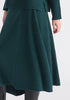 Knitted A-Line Midi Skirt with Ribbed Details in Dark Green Close Up