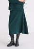 Knitted A-Line Midi Skirt with Ribbed Details in Dark Green