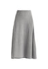 Knitted A-Line Midi Skirt with Ribbed Details in Grey Cut Out