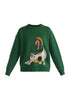 Christmas Jumper with Cat and Candy Cane in Green Cut Out