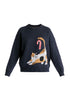 Christmas Jumper with Cat and Candy Cane in Navy