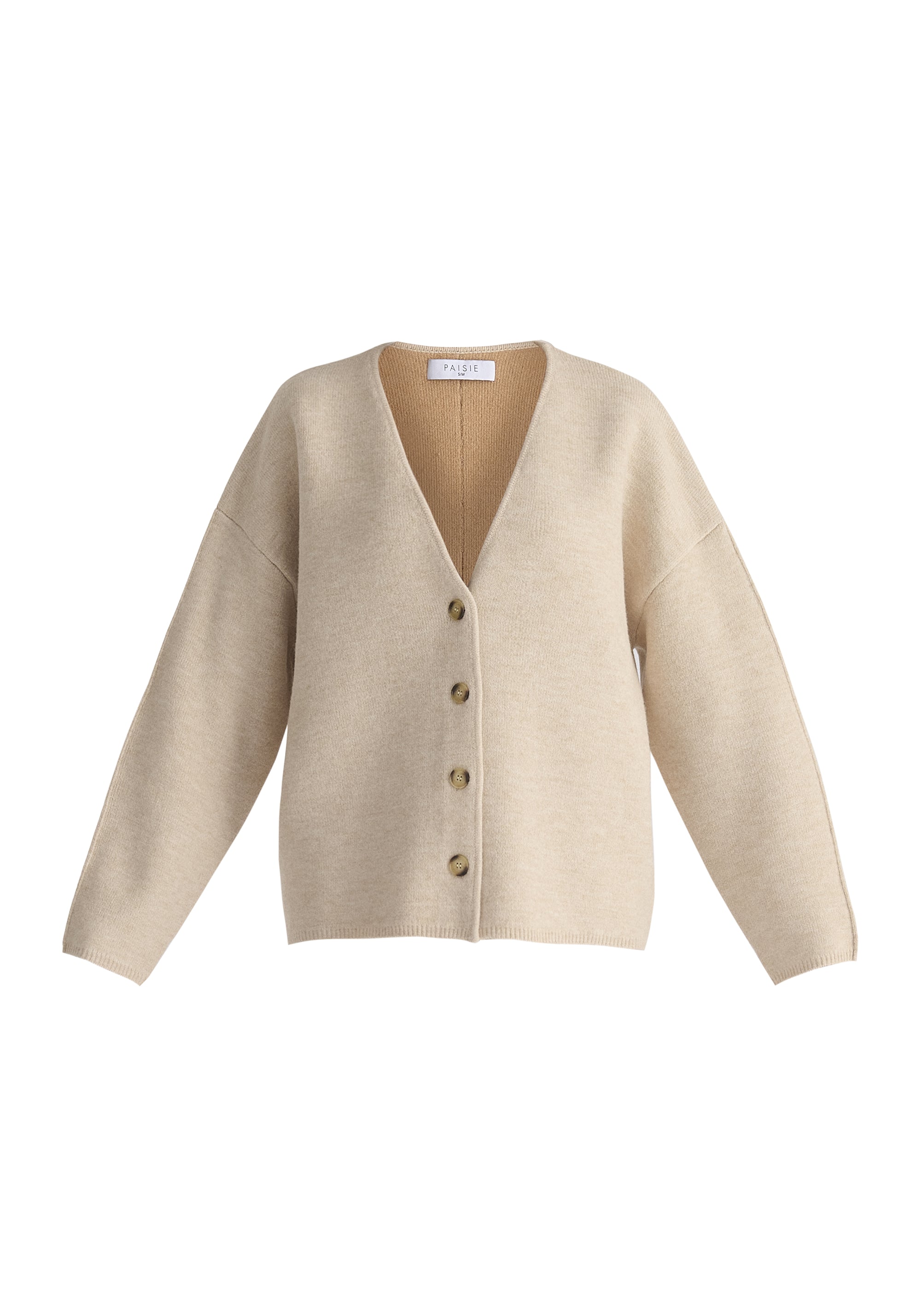 Two-Tone Cardigan in Cream Cut Out