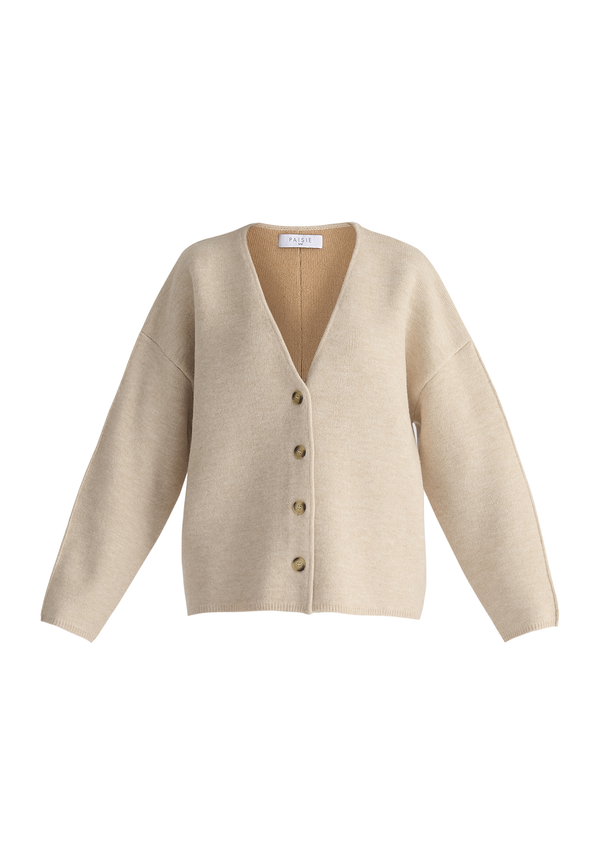 Two-Tone Cardigan in Cream Cut Out