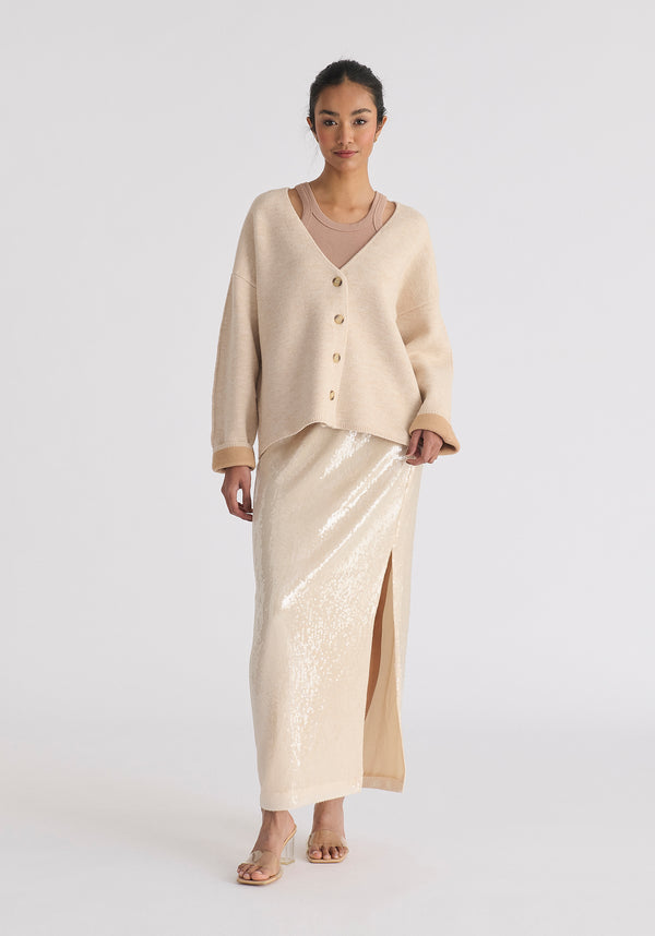 Two-Tone Cardigan in Cream