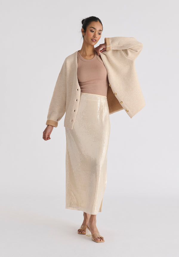 Two-Tone Cardigan in Cream