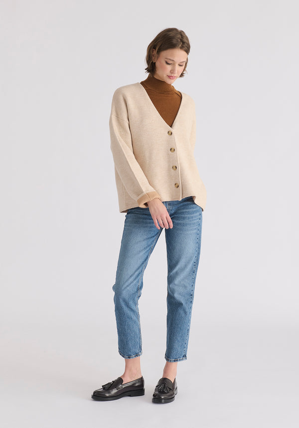 Two-Tone Cardigan in Cream