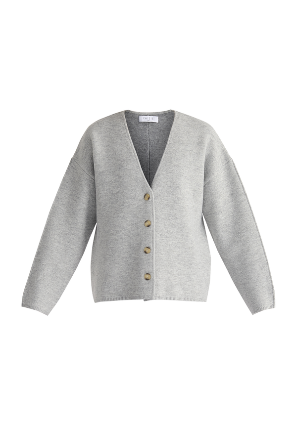 Two-Tone Cardigan in Grey Cut Out