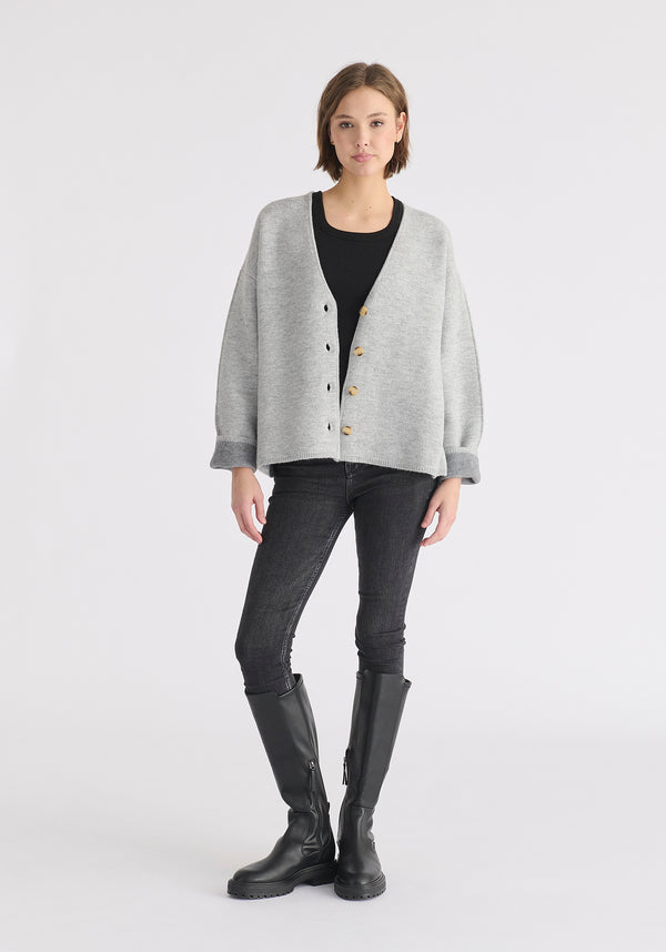 Two-Tone Cardigan in Grey