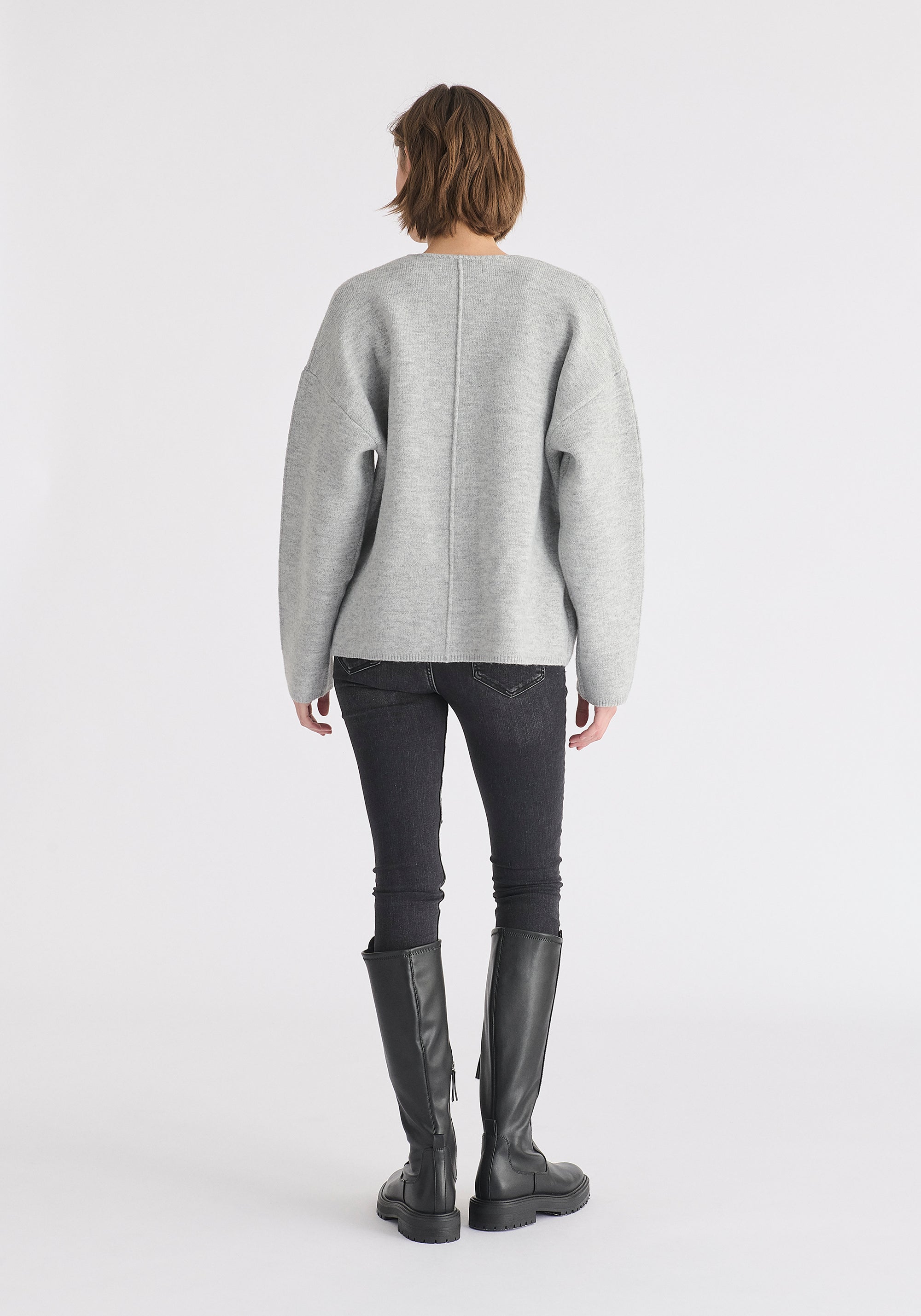 Two-Tone Cardigan in Grey Back