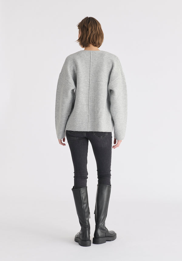 Two-Tone Cardigan in Grey Back