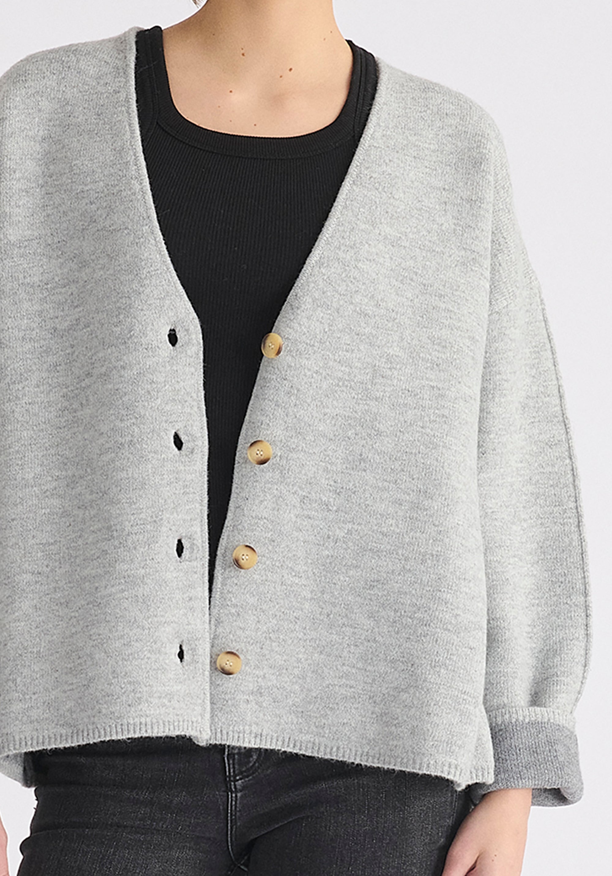 Two-Tone Cardigan in Grey Close Up