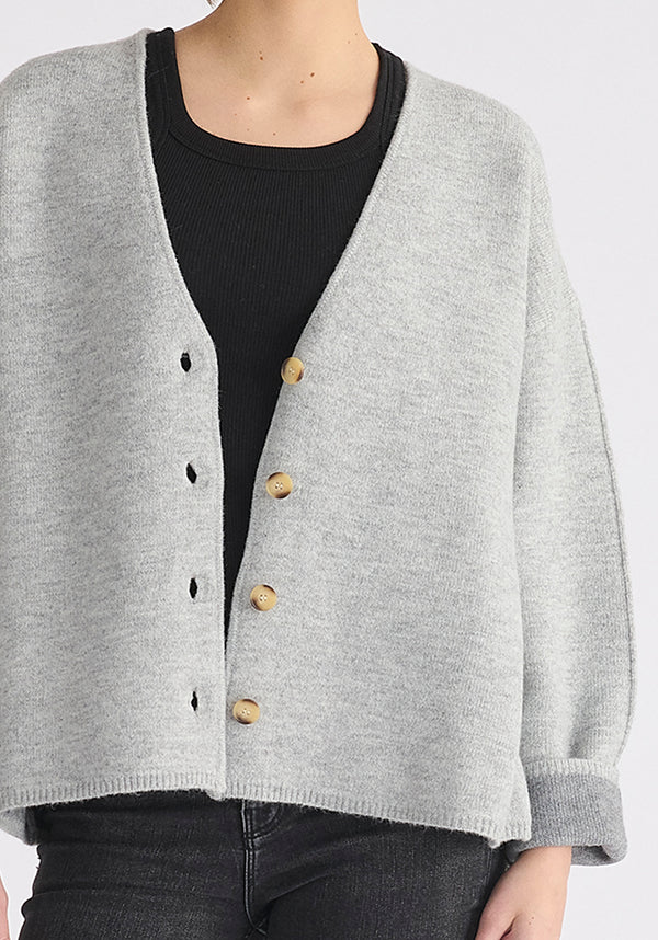 Two-Tone Cardigan in Grey Close Up
