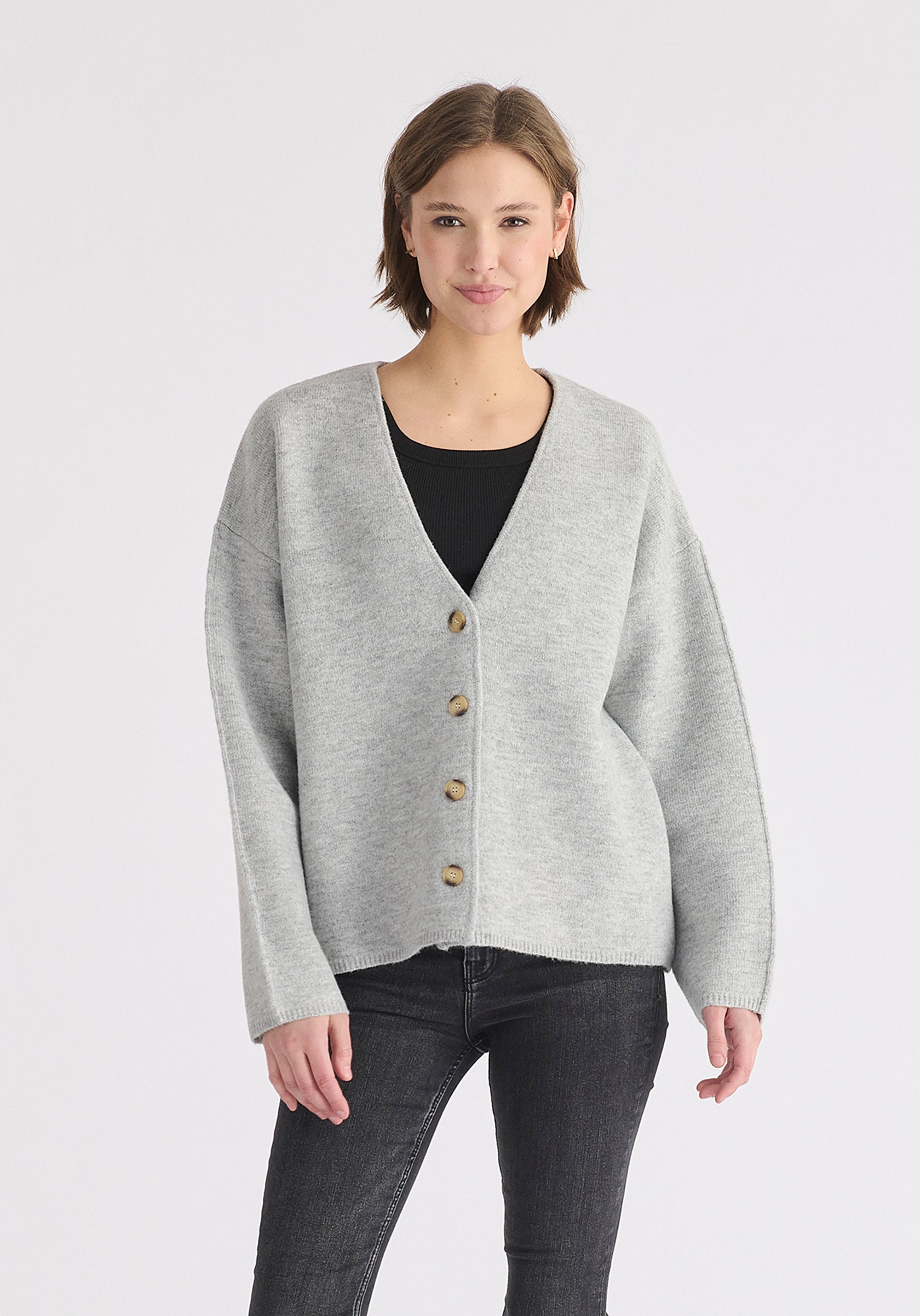 Two-Tone Cardigan in Grey
