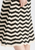 Sleeveless Midi Knit Dress in Zigzag Pattern in Black and Beige Closeup