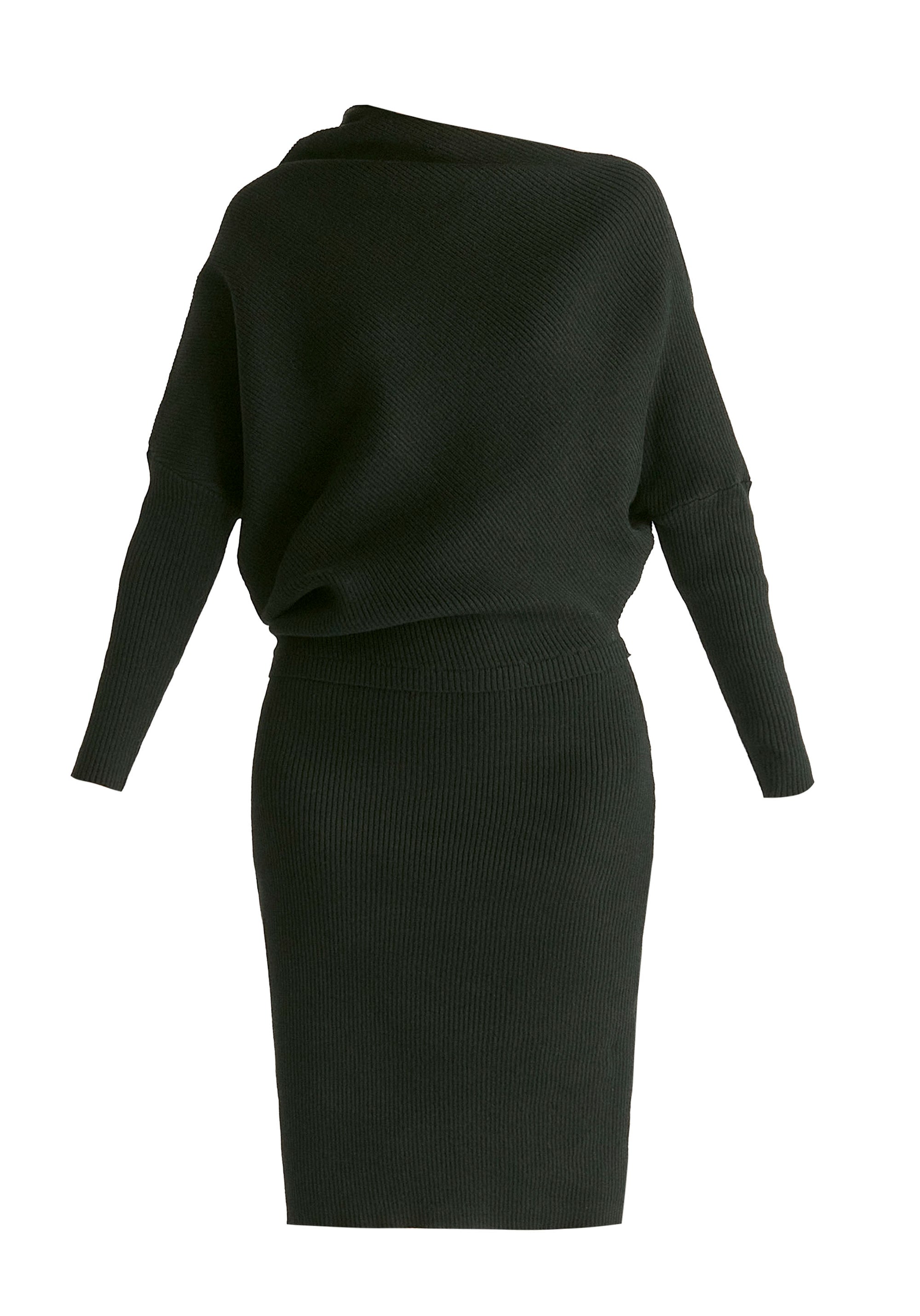 Draped Knitted Dress in Black Cutout