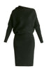 Draped Knitted Dress in Black Cutout