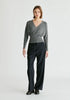 Knitted Wrap Top with Side Buttons in Grey Front