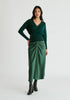 Knitted Wrap Top with Side Buttons in Green