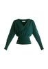 Knitted Wrap Top with Side Buttons in Green Cutout