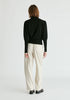 Belted Wide Leg Trousers with Box Pleats in Oatmeal Back