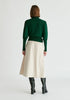 High Neck Knitted Top with Contrast Trim in Green Back