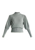 High Neck Knitted Top with Contrast Trim in Grey Cutout