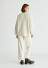 Balloon Sleeves Jumper with Cable Details in White Back