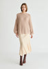 Balloon Sleeves Jumper with Cable Details in Blush Front