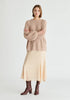 Balloon Sleeves Jumper with Cable Details in Blush Front
