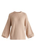 Balloon Sleeves Jumper with Cable Details in Blush Cutout