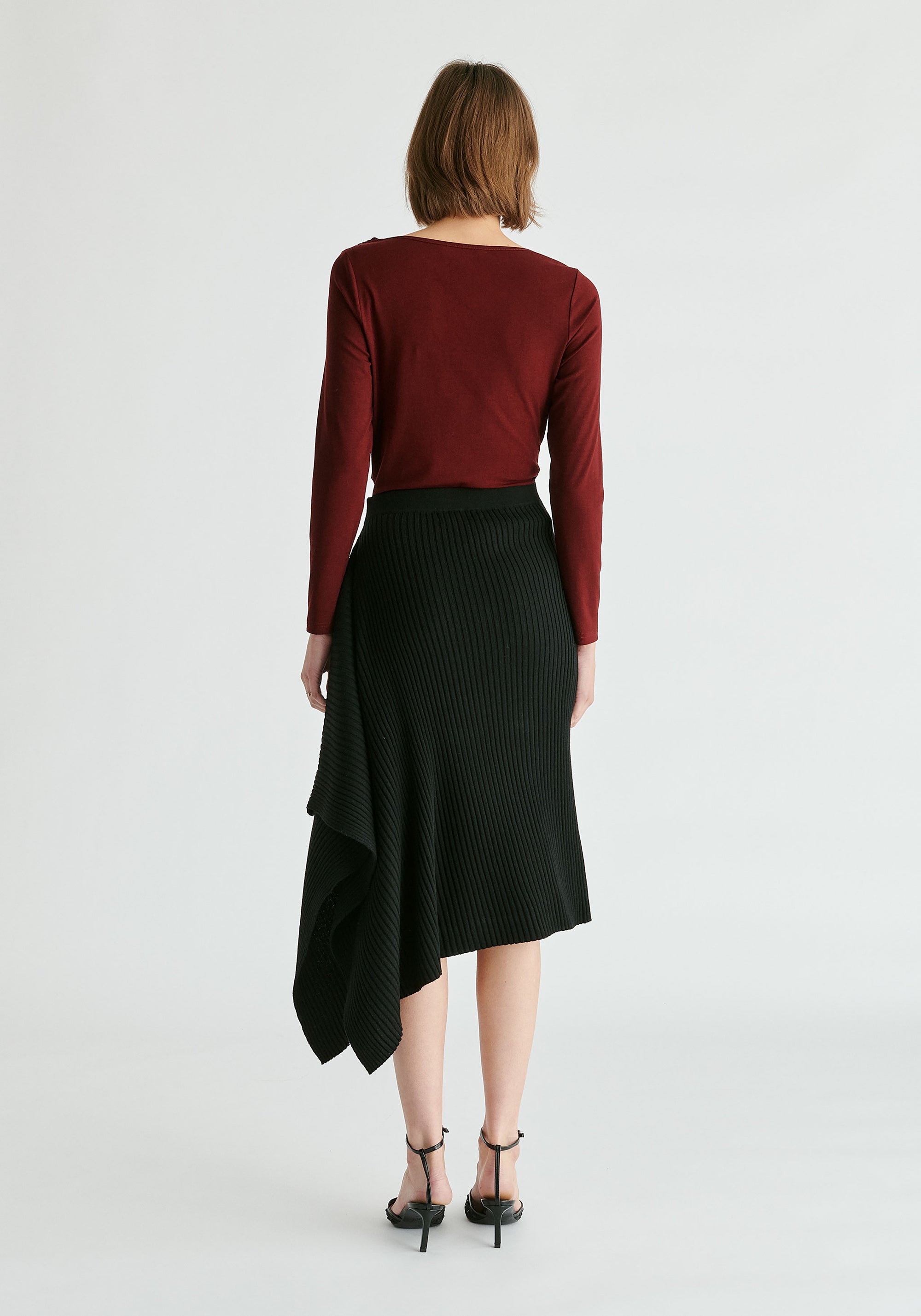 Draped Knitted Skirt in Black Back