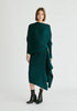 Draped Knitted Skirt in Dark Green Front